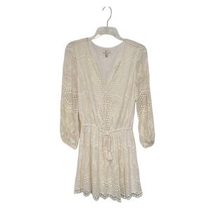 Joie Dress Bittern Cream Embroidered Silk & Lace SZ S